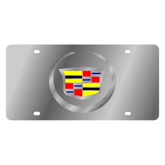 Eurosport Daytona® - GM Polished License Plate with Silver Cadillac Emblem