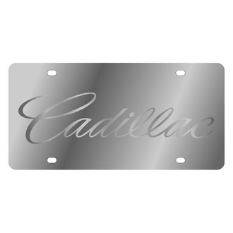 Eurosport Daytona® - GM Polished License Plate with Script Silver Cadillac Logo