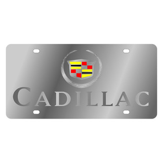 Eurosport Daytona® - GM Polished License Plate with Silver Cadillac Logo and Emblem