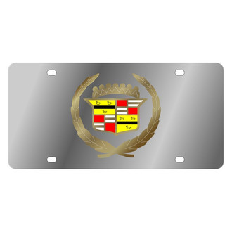 Eurosport Daytona® - GM Polished License Plate with Gold Cadillac New Emblem
