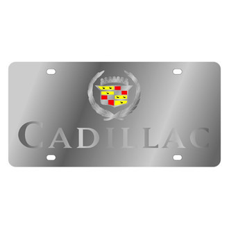Eurosport Daytona® - GM Polished License Plate with Silver Cadillac New Logo and Emblem