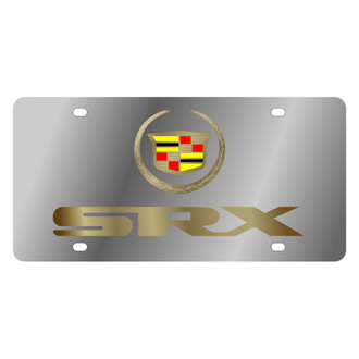 Eurosport Daytona® - GM Polished License Plate with Gold SRX Logo and Cadillac Emblem