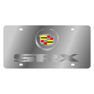 Eurosport Daytona® - GM Polished License Plate with Silver SRX Logo and Cadillac Emblem