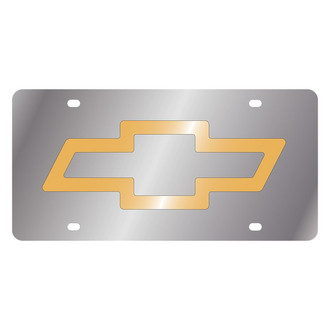 Eurosport Daytona® - GM Polished License Plate with Gold Chevrolet Emblem