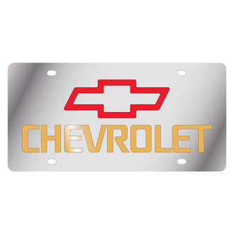 Eurosport Daytona® - GM Polished License Plate with Black / Red Chevrolet Logo and Emblem