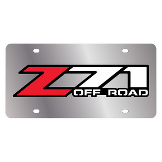 Eurosport Daytona® - GM Polished License Plate with Style 1 Red / White / Black Z71 Off Road Logo