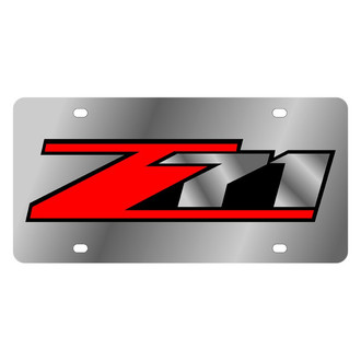 Eurosport Daytona® - GM Polished License Plate with Style 4 Red / Silver / Black Z71 Logo