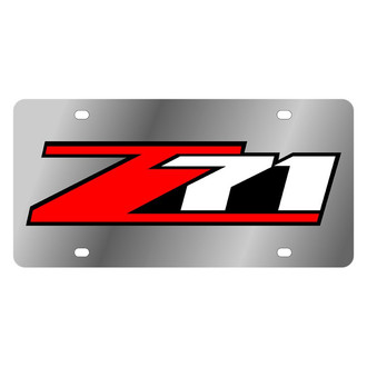Eurosport Daytona® - GM Polished License Plate with Style 4 Red / White / Black Z71 Logo