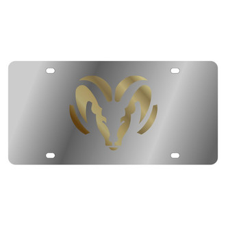 Eurosport Daytona® - MOPAR Polished License Plate with Gold Dodge Ram Emblem