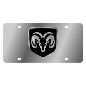 Eurosport Daytona® - MOPAR Polished License Plate with Silver Dodge Ram Framed Emblem