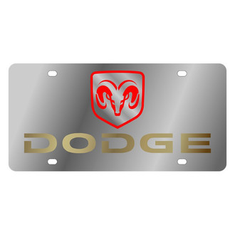 Eurosport Daytona® - MOPAR Polished License Plate with Gold / Red Dodge Logo and Emblem