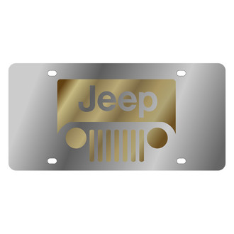Eurosport Daytona® - MOPAR Polished License Plate with Gold New Jeep Grill Logo