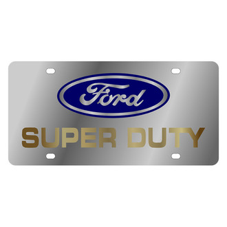 Eurosport Daytona® - Ford Motor Company Polished License Plate with Gold Super Duty Logo and Ford Emblem