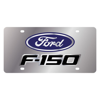 Eurosport Daytona® - Ford Motor Company Polished License Plate with Black F-150 New Logo and Blue Ford Emblem