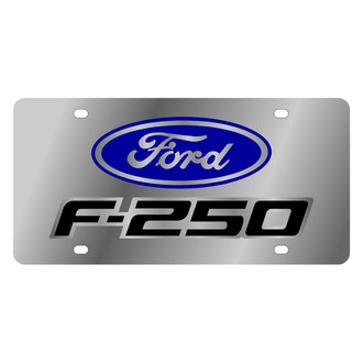 Eurosport Daytona® - Ford Motor Company Polished License Plate with Black F-250 New Logo and Blue Ford Emblem