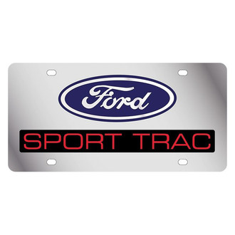 Eurosport Daytona® - Ford Motor Company Polished License Plate with Red Sport Trac Logo and Ford Emblem
