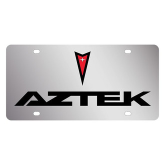 Eurosport Daytona® - GM Polished License Plate with Black Aztek Logo and Pontiac Emblem