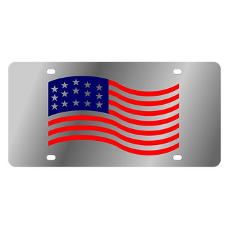 Eurosport Daytona® - LSN Polished License Plate with American Flag Waving Logo