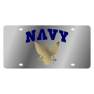 Eurosport Daytona® - LSN Polished License Plate with Navy Arched Logo