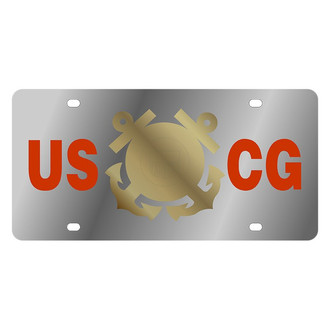Eurosport Daytona® - LSN Polished License Plate with Coast Guard Logo and Emblem
