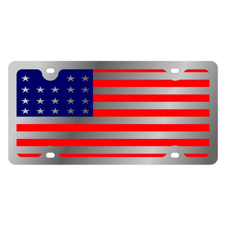 Eurosport Daytona® - LSN Polished License Plate with USA Full Flag Logo