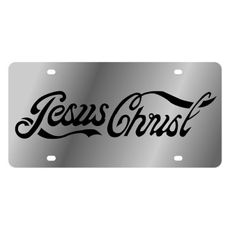 Eurosport Daytona® - LSN Polished License Plate with Cola Script Jesus Christ Logo