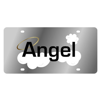Eurosport Daytona® - LSN Polished License Plate with Angel with Clouds and Halo Logo