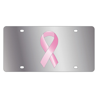 Eurosport Daytona® - Polished License Plate with Pink Cancer Ribbon
