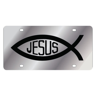 Eurosport Daytona® - LSN Polished License Plate with Jesus Fish Logo