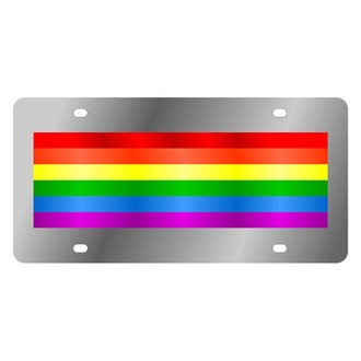 Eurosport Daytona® - LSN Polished License Plate with Gay Pride Flag Logo