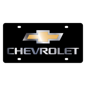Eurosport Daytona® - GM Black License Plate with Silver Chevrolet New Logo and Emblem