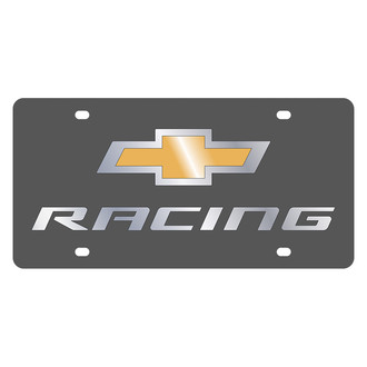 Eurosport Daytona® - GM Black License Plate with Gold / Silver Racing Logo and Chevrolet Emblem