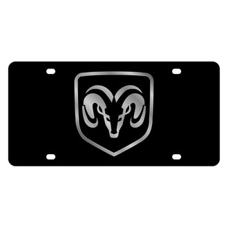 Eurosport Daytona® - MOPAR Black License Plate with Silver Dodge Ram Framed Emblem
