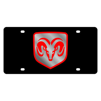 Eurosport Daytona® - MOPAR Black License Plate with Red Dodge Ram Framed Emblem