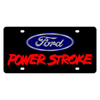 Eurosport Daytona® - Ford Motor Company Black License Plate with Red Power Stroke Logo and Blue Ford Emblem