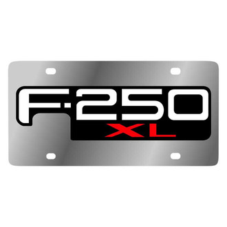 Eurosport Daytona® - Ford Motor Company Polished License Plate with Style 2 Black F-250 XLT Logo