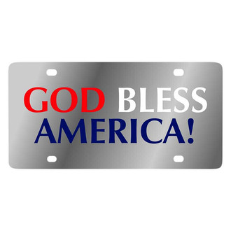 Eurosport Daytona® - LSN Polished License Plate with God Bless America Logo