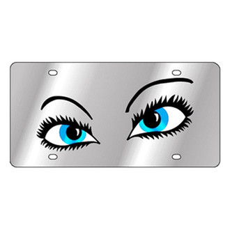 Eurosport Daytona® - LSN Polished License Plate with White / Blue Pretty Eyes Logo