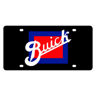 Eurosport Daytona® - GM Lazertag Black License Plate with Silver Buick Retro Logo