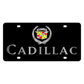 Eurosport Daytona® - GM Lazertag Black License Plate with Silver Cadillac New Logo and Emblem