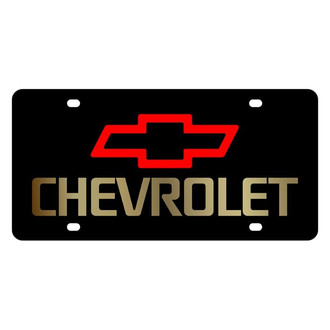 Eurosport Daytona® - GM Lazertag Black License Plate with Gold Chevrolet Logo and Emblem