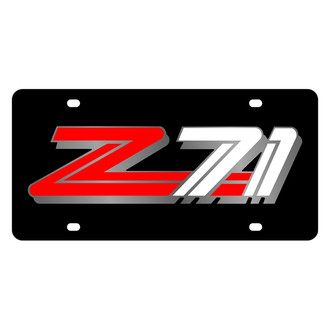 Eurosport Daytona® - GM Black License Plate with Style 2 Red / White / Silver Z71 Logo