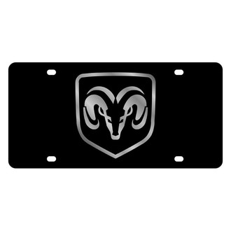 Eurosport Daytona® - MOPAR Lazertag Black License Plate with Silver Dodge Ram Framed Emblem