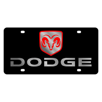 Eurosport Daytona® - MOPAR Lazertag Black License Plate with Silver / Red Dodge Logo and Emblem