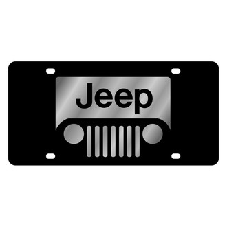 Eurosport Daytona® - MOPAR Lazertag Black License Plate with Silver New Jeep Grill Logo