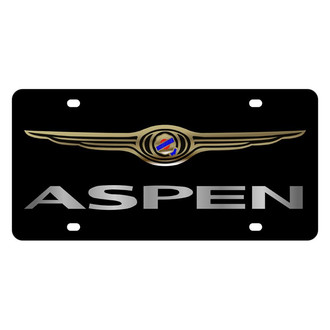 Eurosport Daytona® - MOPAR Lazertag Black License Plate with Silver Aspen Logo and Chrysler Emblem