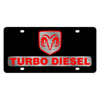Eurosport Daytona® - MOPAR Lazertag Black License Plate with Silver Turbo Diesel Logo and Ram Emblem