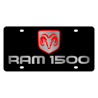 Eurosport Daytona® - MOPAR Lazertag Black License Plate with Silver / Red Ram 1500 Logo and Emblem