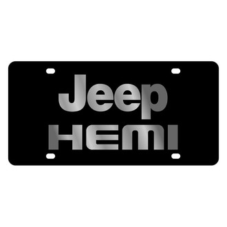Eurosport Daytona® - MOPAR Lazertag Black License Plate with Silver Jeep HEMI Logo