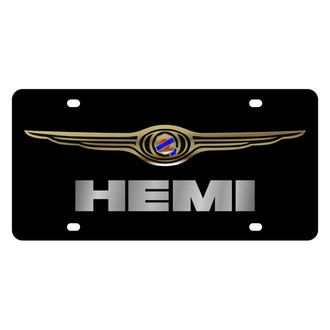 Eurosport Daytona® - MOPAR Lazertag Black License Plate with Silver Chrysler HEMI Logo